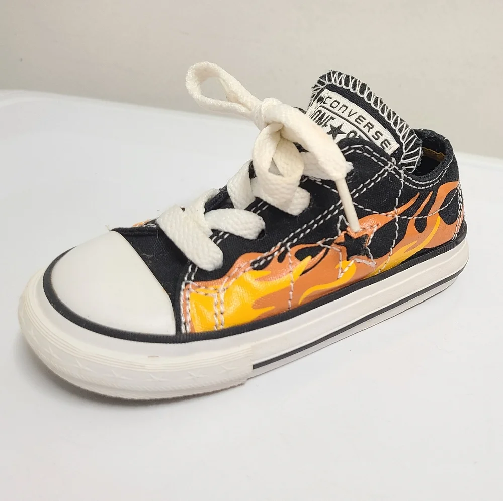 Converse One Star DX OX Black & Orange Flame Low Top Toddler Sneaker Sz Infant 6